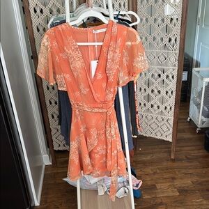 Hello Molly Orange Floral Mini Dress